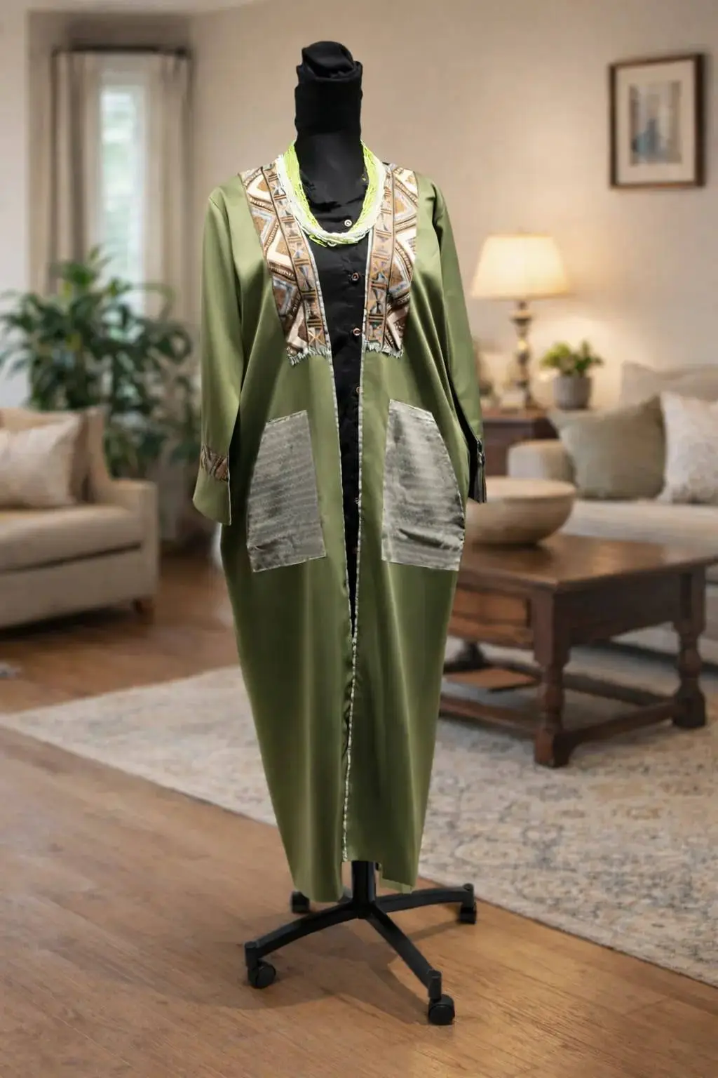 Shrug type abaya with motif work